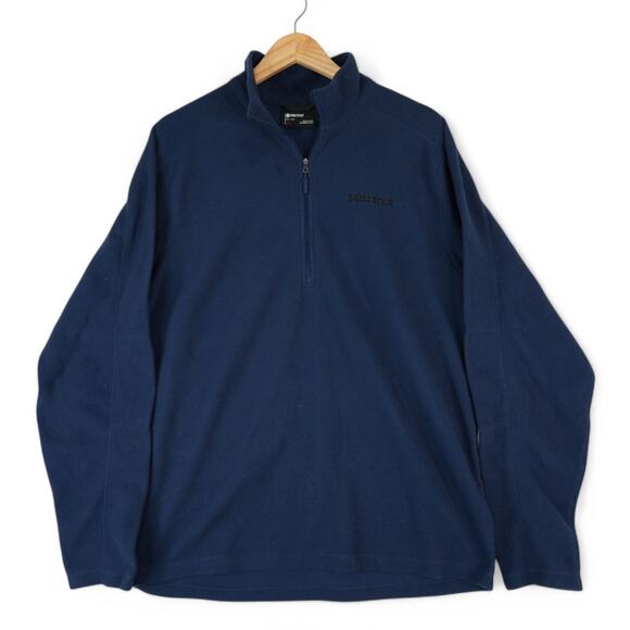 Marmot Sweater Mens L Blue Quarter Zip Fleece Pullover Outdoor Hiking Casual - Picture 1 of 9